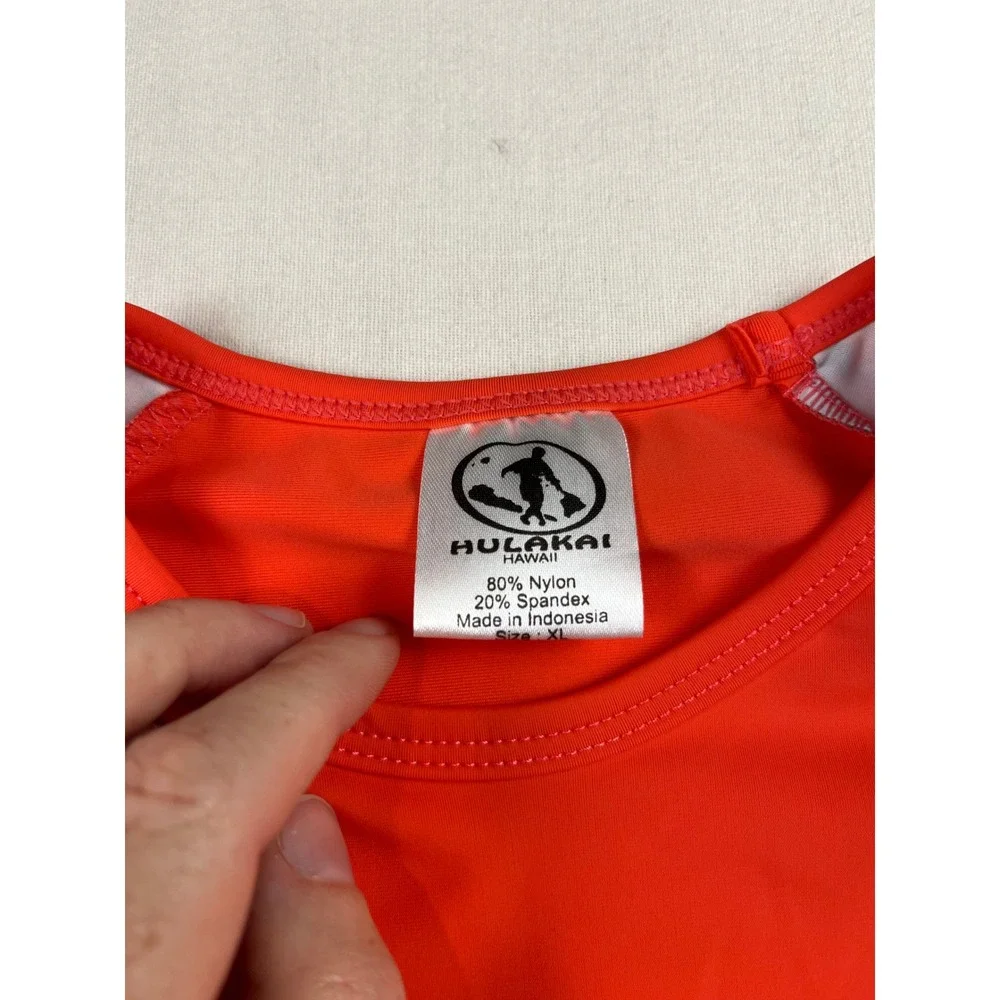 Hulakai Hawaii Dayna Girls XL Rashguard Orange Tropical Long Sleeve UPF 50+